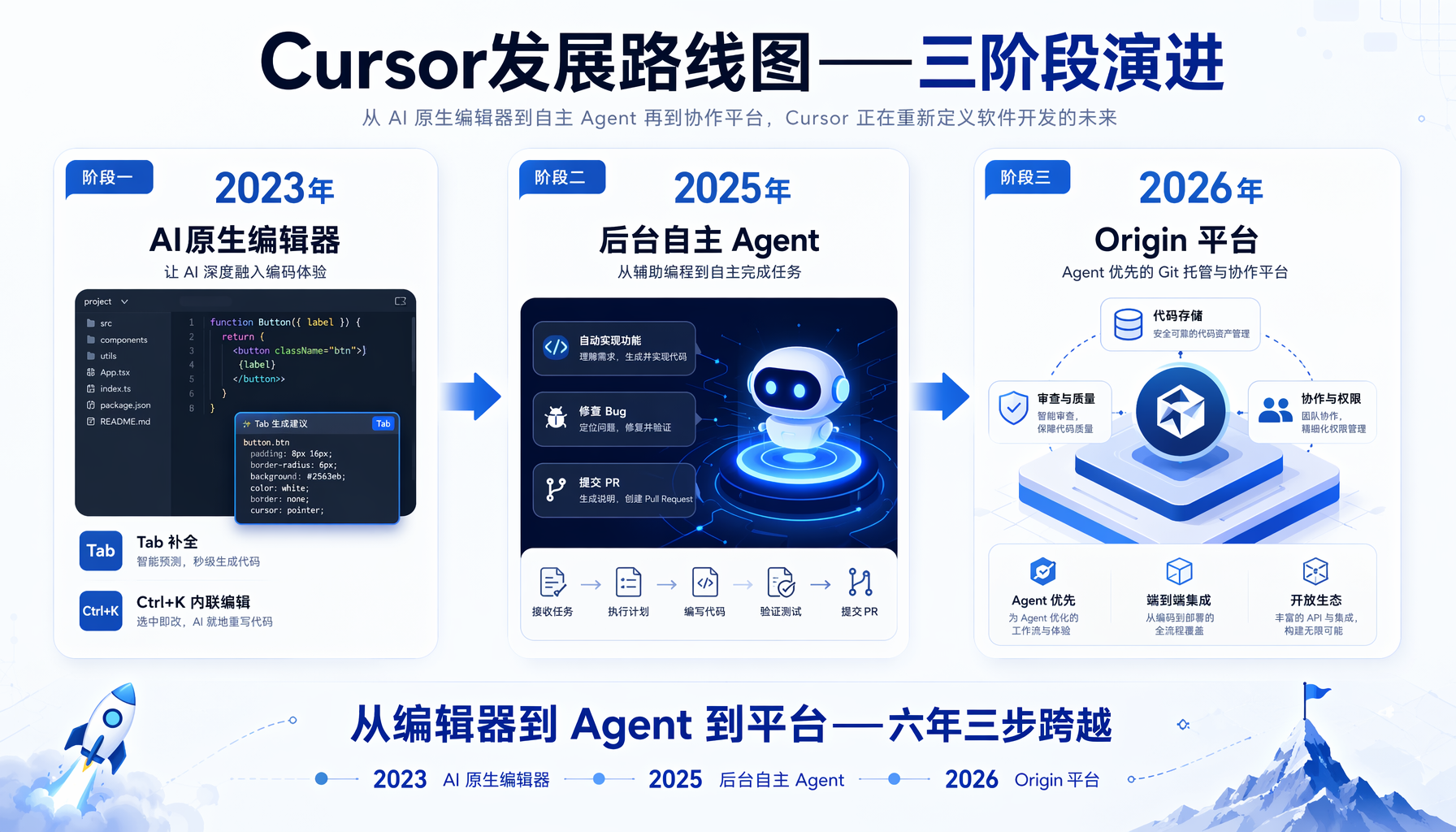 ▲ 传统GitHub vs Cursor Origin：Agent优先设计的三大根本差异