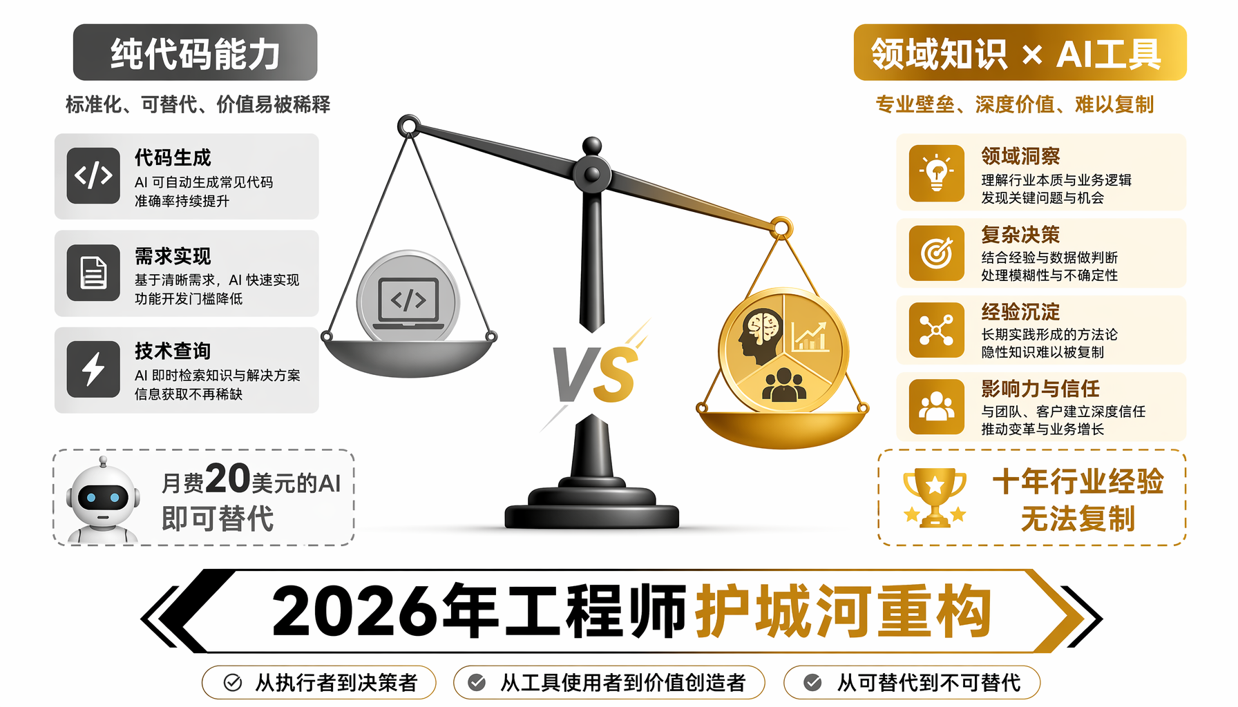 工程师护城河对比：代码能力 vs 领域知识