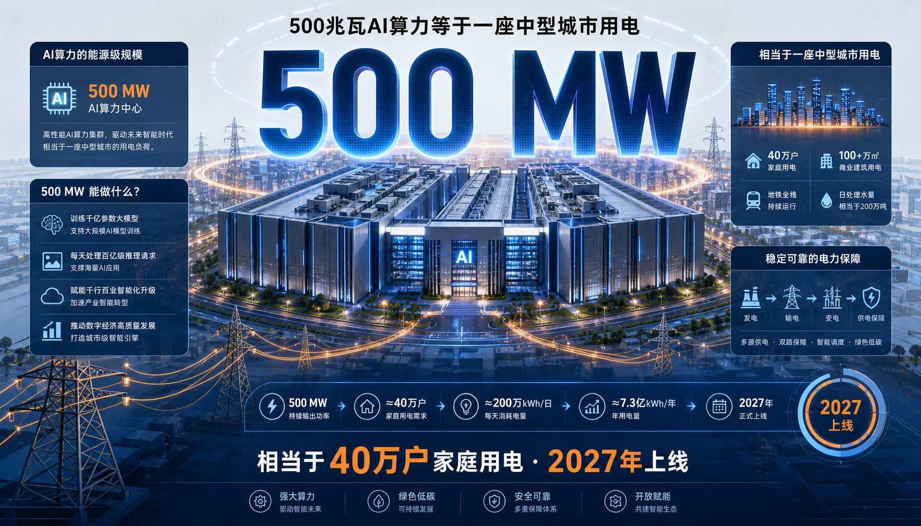 500兆瓦AI算力规模对比