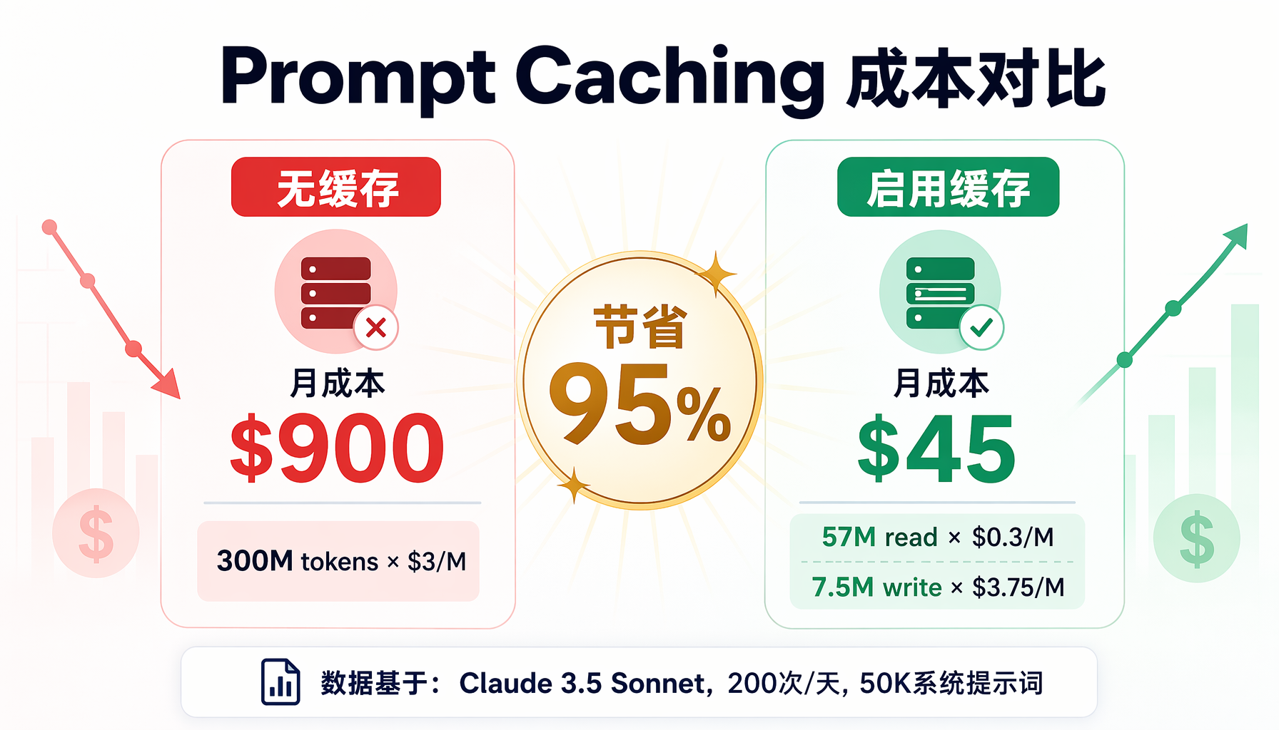 ▲ 三层缓存架构：系统指令（永久缓存）+ 工具定义（会话级缓存）+ 对话内容（动态不缓存）
