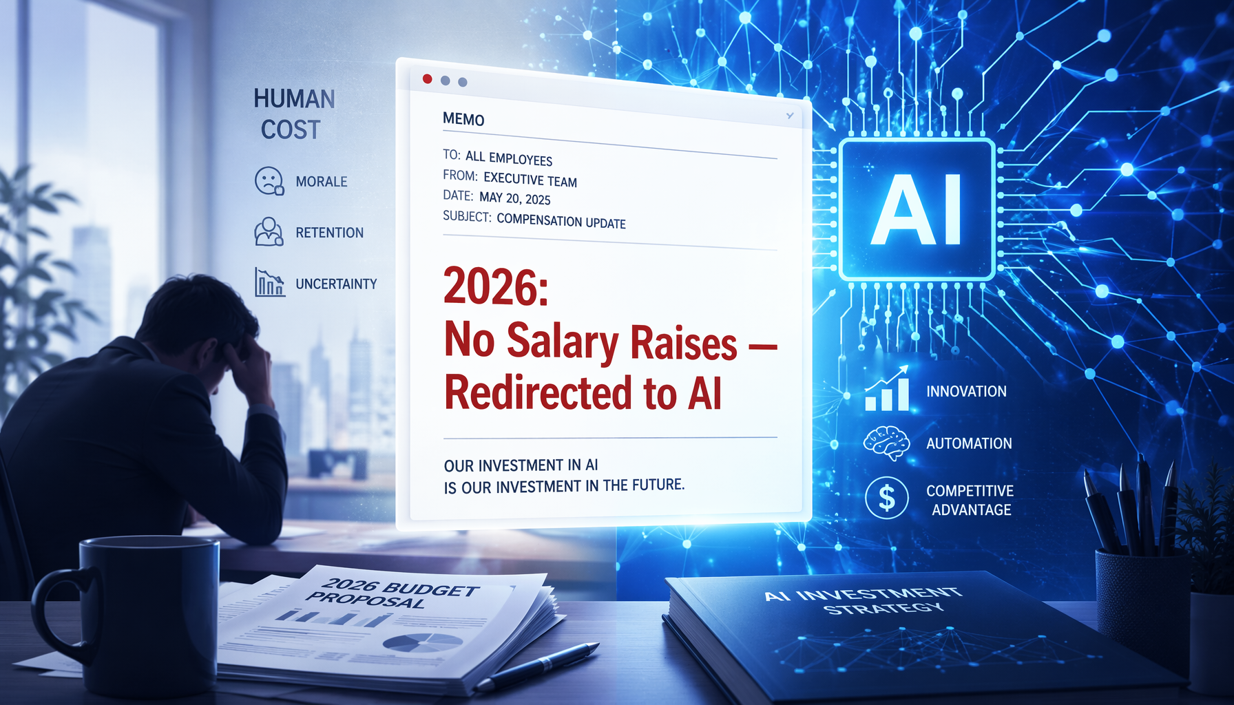 AI预算取代人力成本：办公室场景中的备忘录